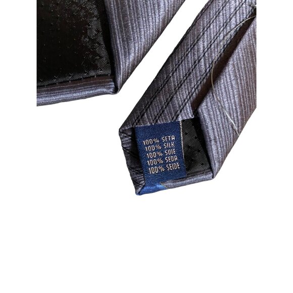 Meeting Street Mens Neck Tie 100% Silk Hanmae Silver Geometric Work Dad Gift - Picture 5 of 6